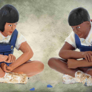CHIJ Girls Playing Five Stones Figurines (SH018)