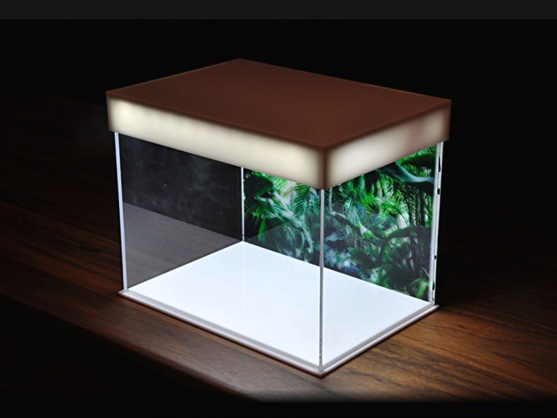 model display case with lights
