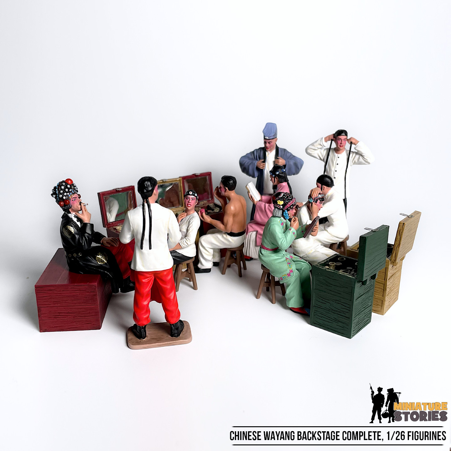 Miniature Wayang Chinese Street Opera Backstage Performers (Group-5)
