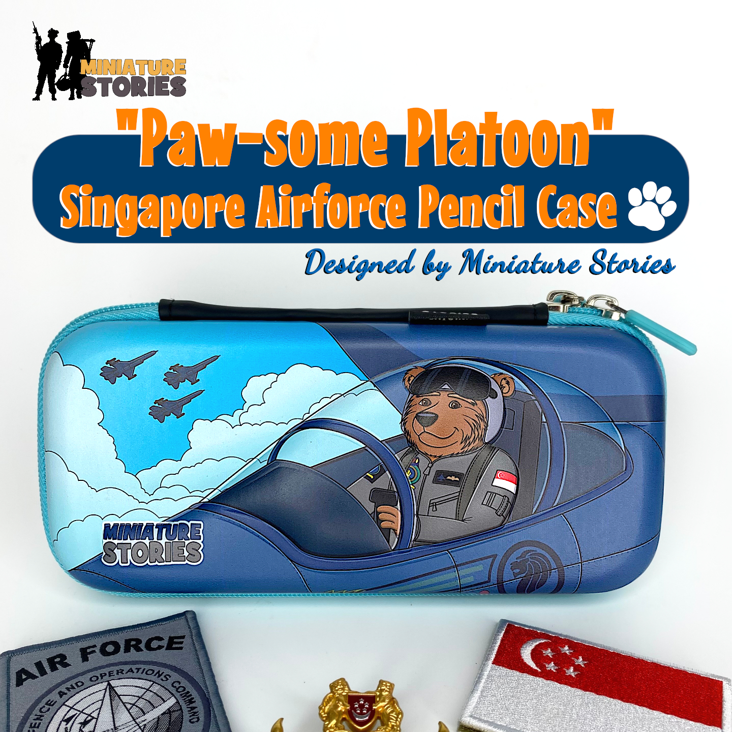 Paw-some Platoon Singapore Airforce Hardtop Pencil Case 2b